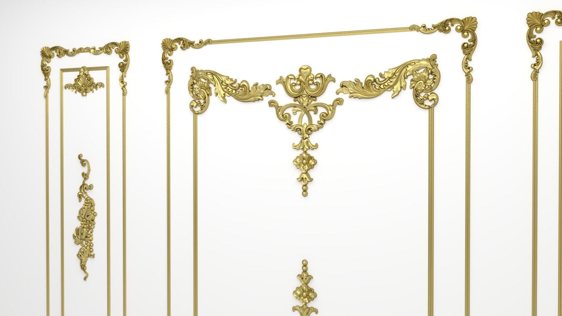 Plaster decorative frame 3D model 01 3D model_3