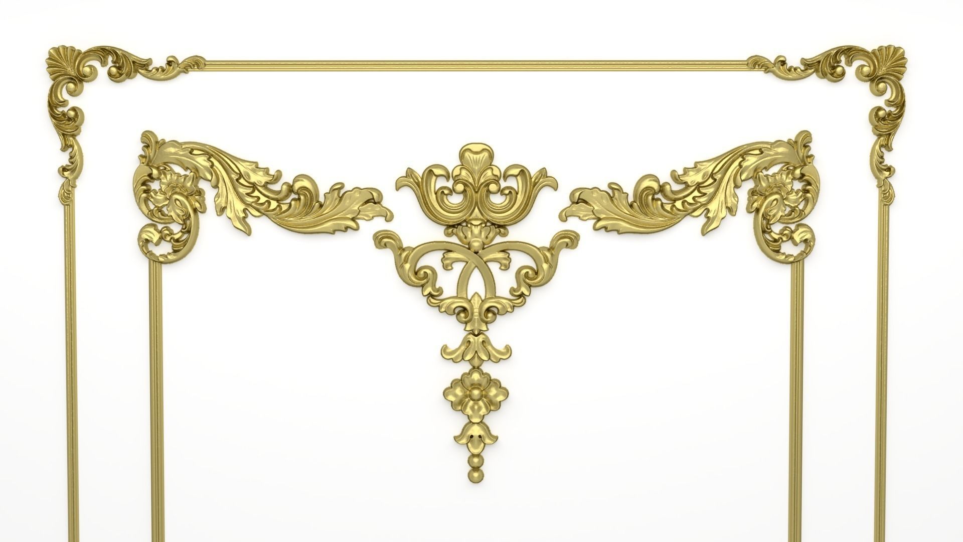 Plaster decorative frame 3D model 01 3D model_4