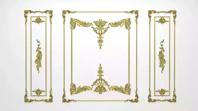 Plaster decorative frame 3D model 01 3D model