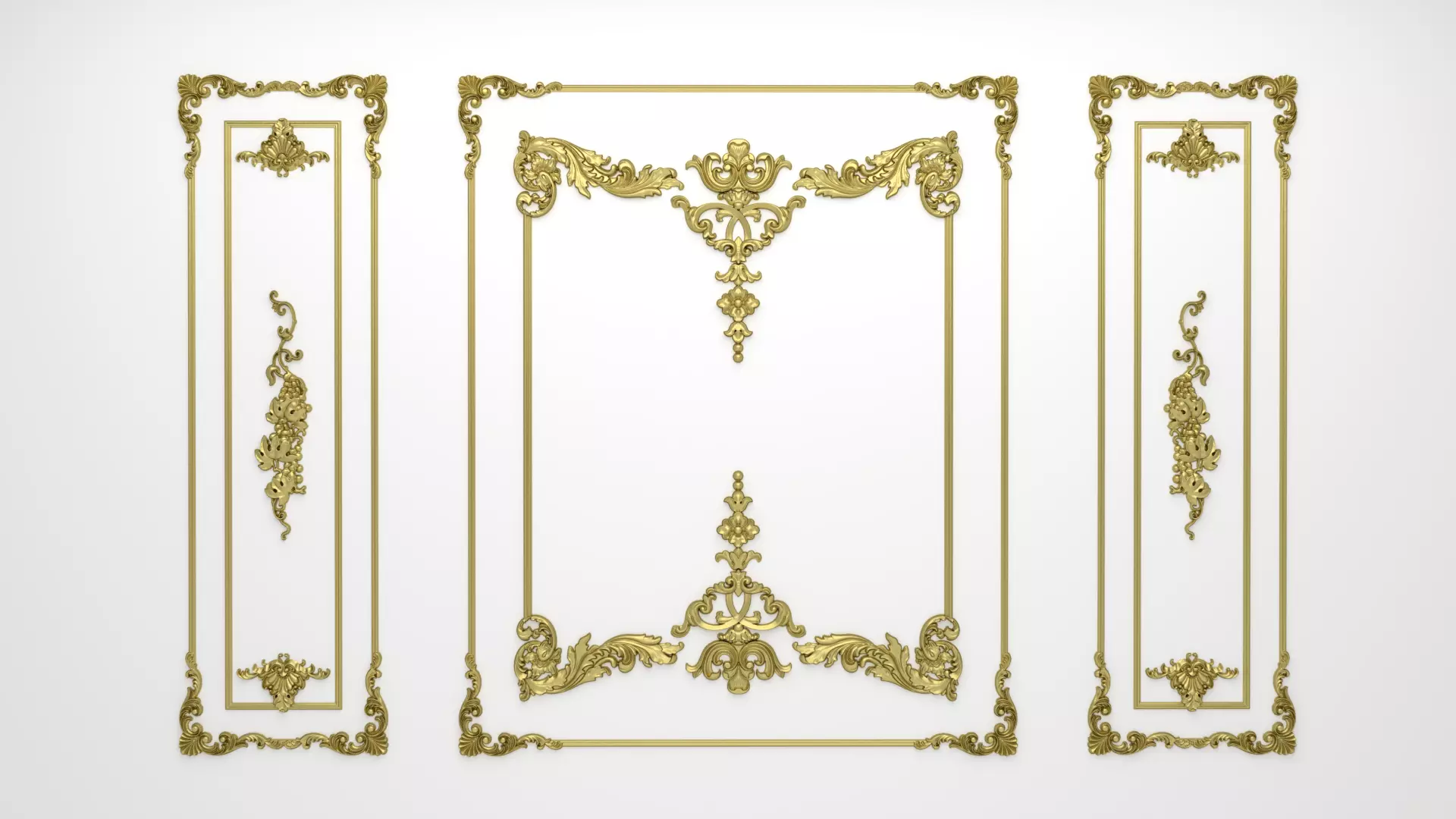 Plaster decorative frame 3D model 01 3D model_0