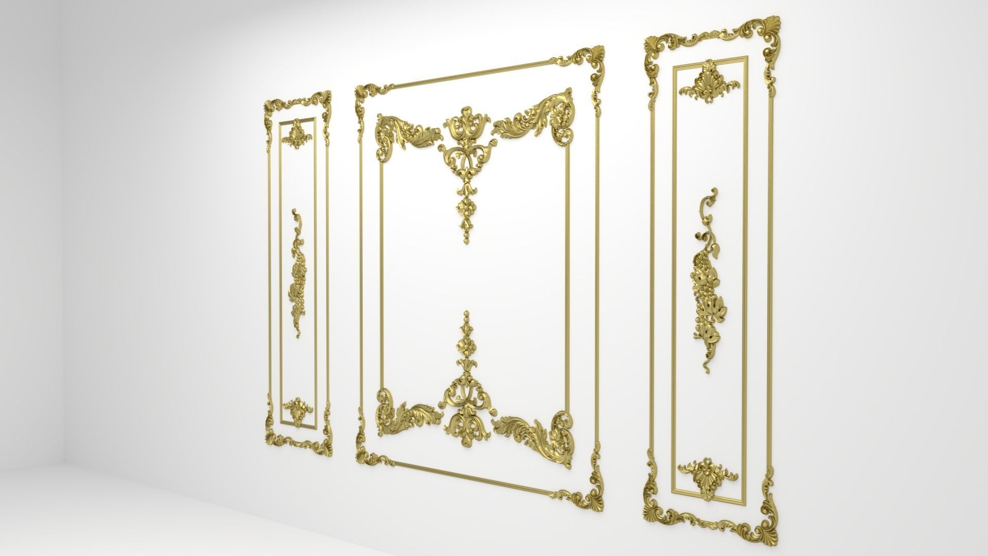 Plaster decorative frame 3D model 01 3D model_1