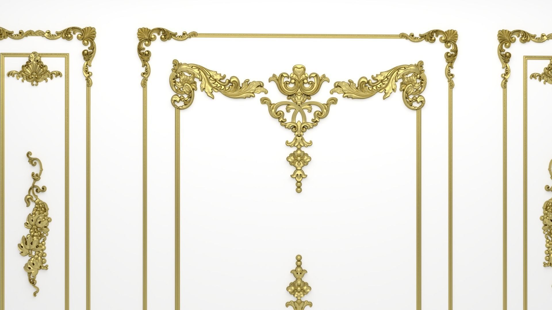 Plaster decorative frame 3D model 01 3D model_2