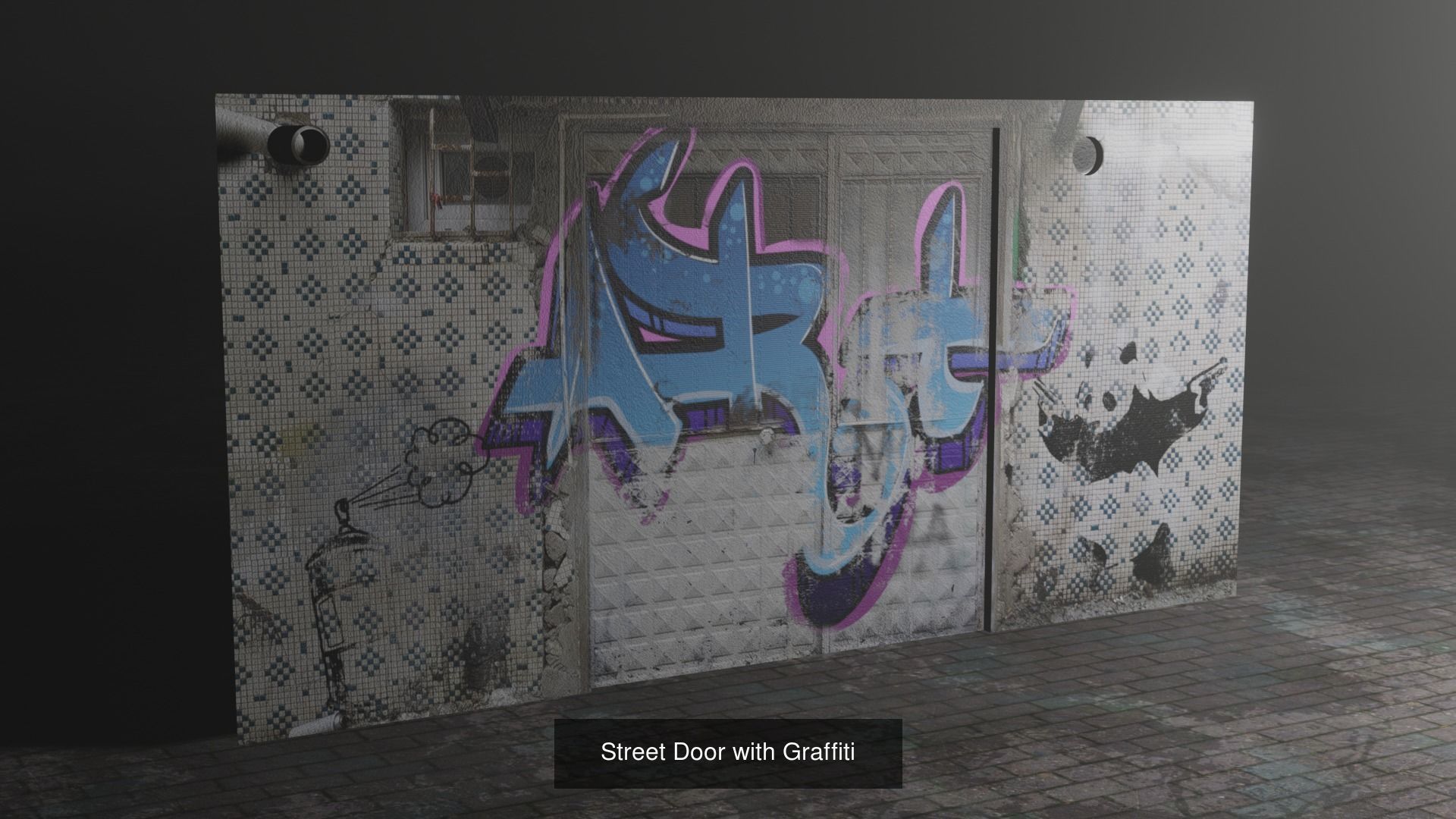 9 Street Doors Clean And Dirty Textures 3D Model Collection_1