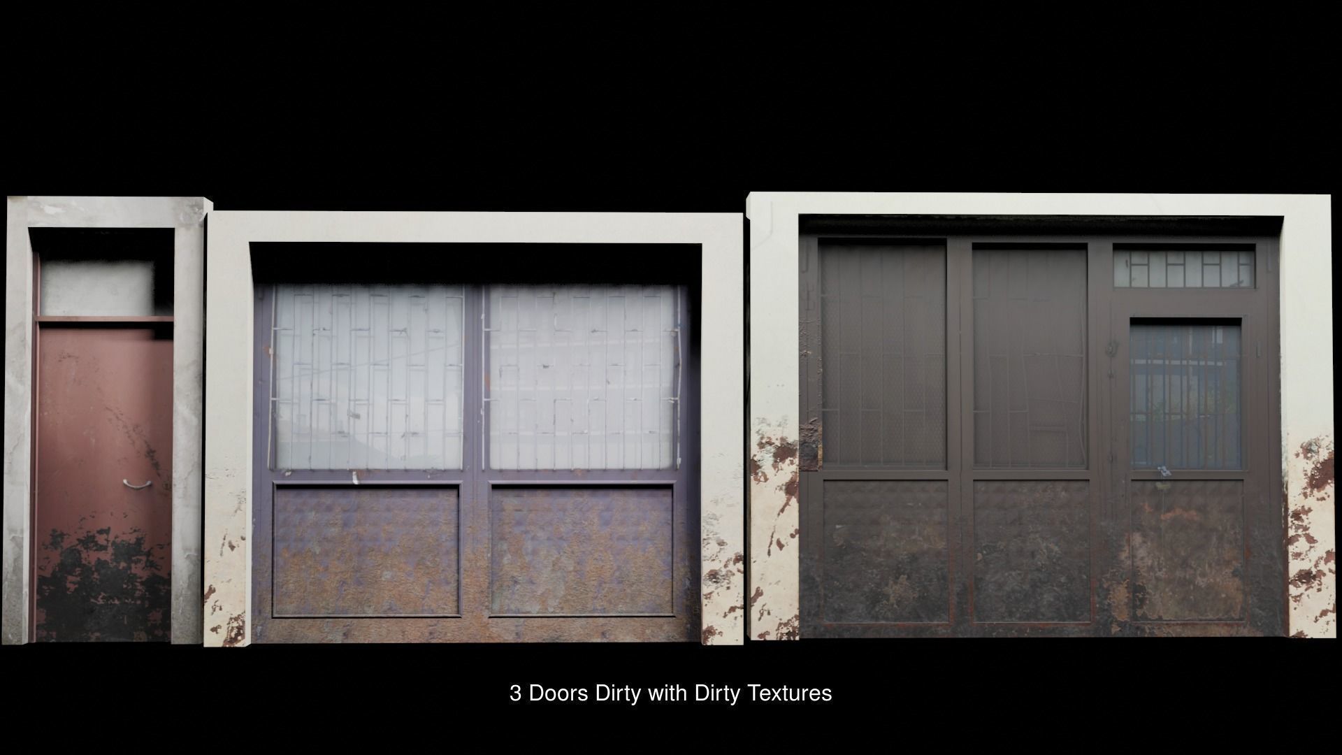 9 Street Doors Clean And Dirty Textures 3D Model Collection_7