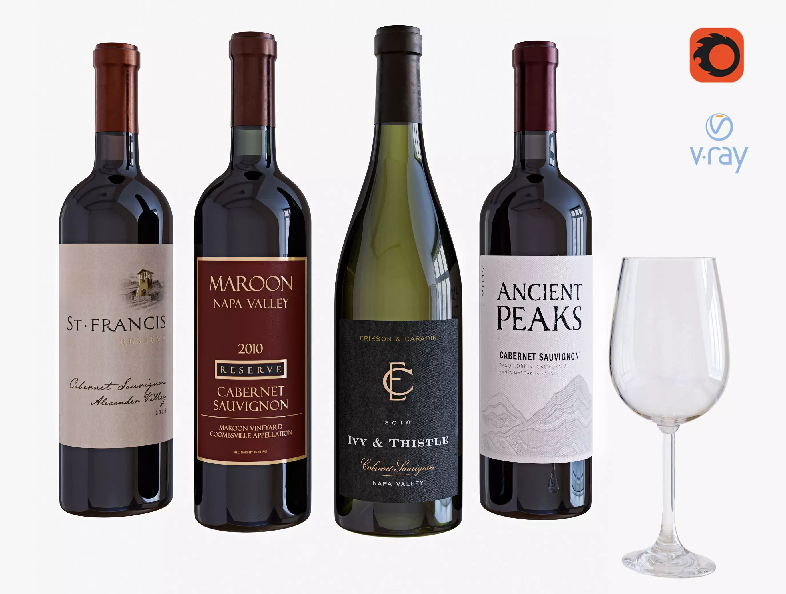 Wine bottle set 9 3D model