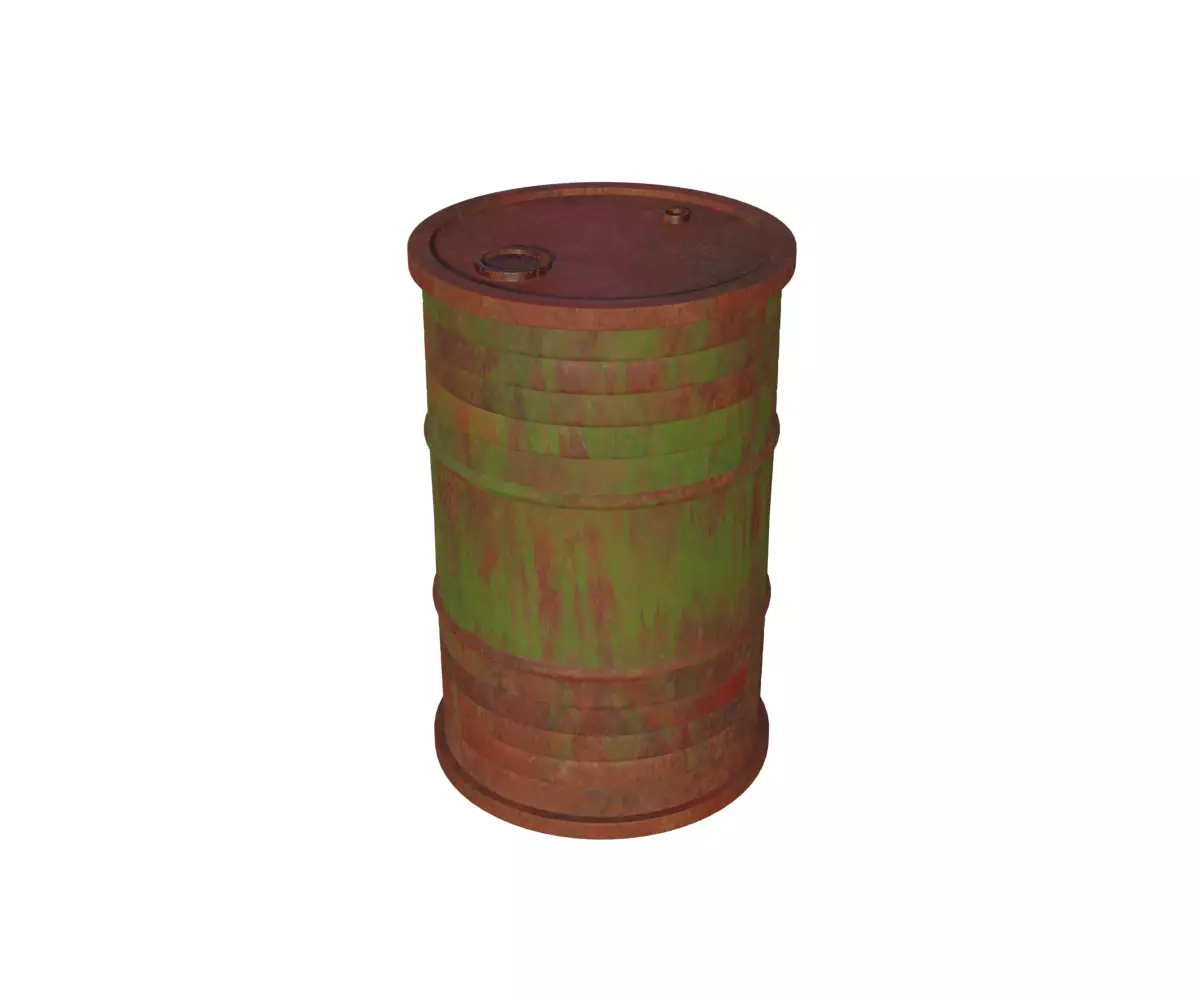 low poly oil barrel Low-poly 3D model_0