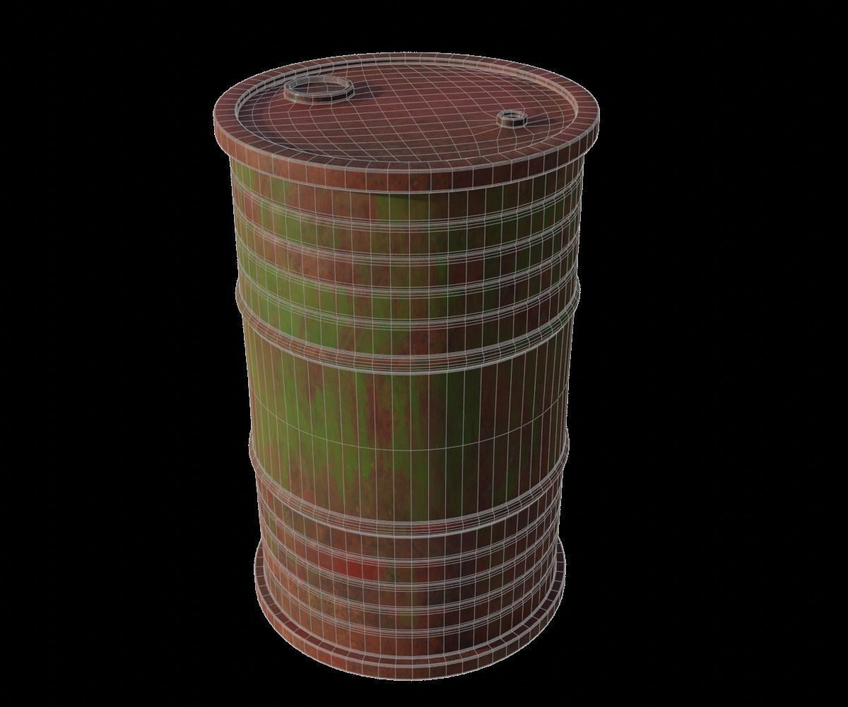 low poly oil barrel Low-poly 3D model_4