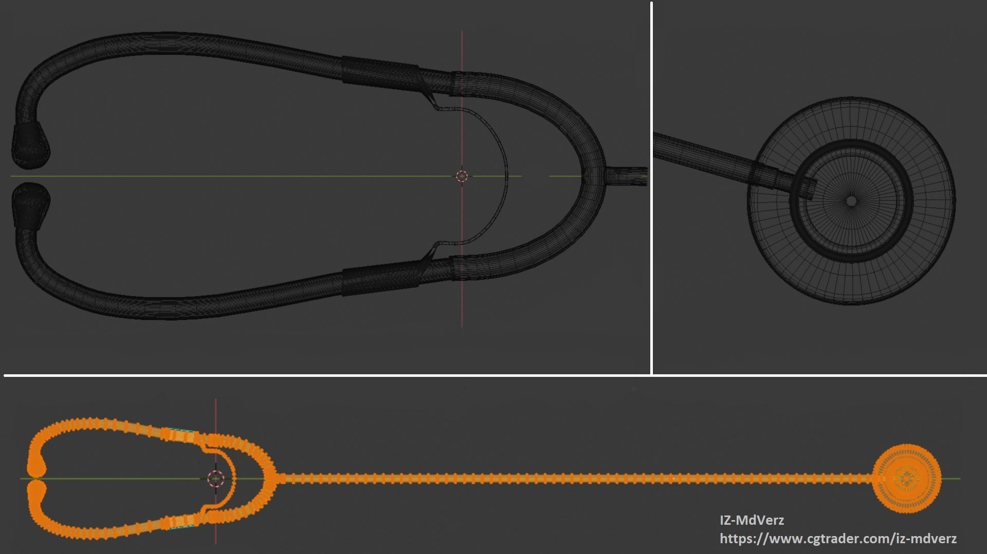 Medical Stethoscope rigged 3D model_6