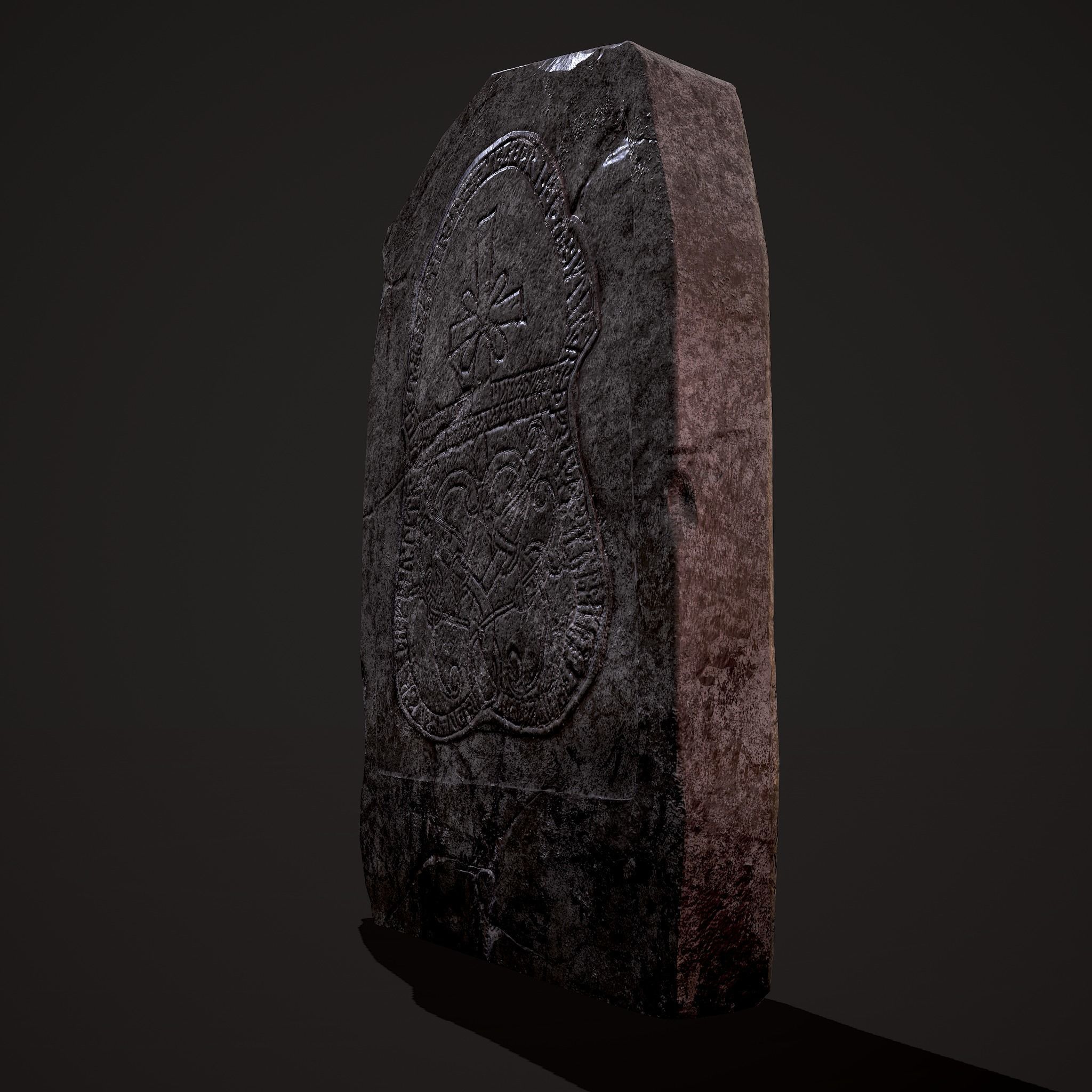 Grave Stone Version 1 Low-poly 3D model_8