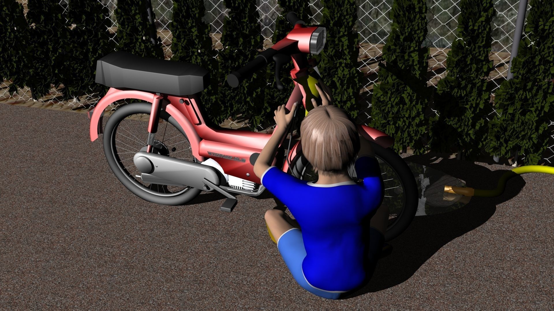 Vespino gold motorcycle 3D model_1