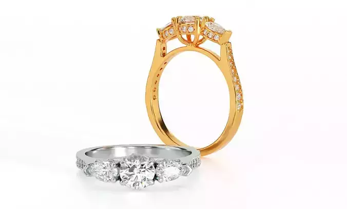 Engagement  ring with  round diamond