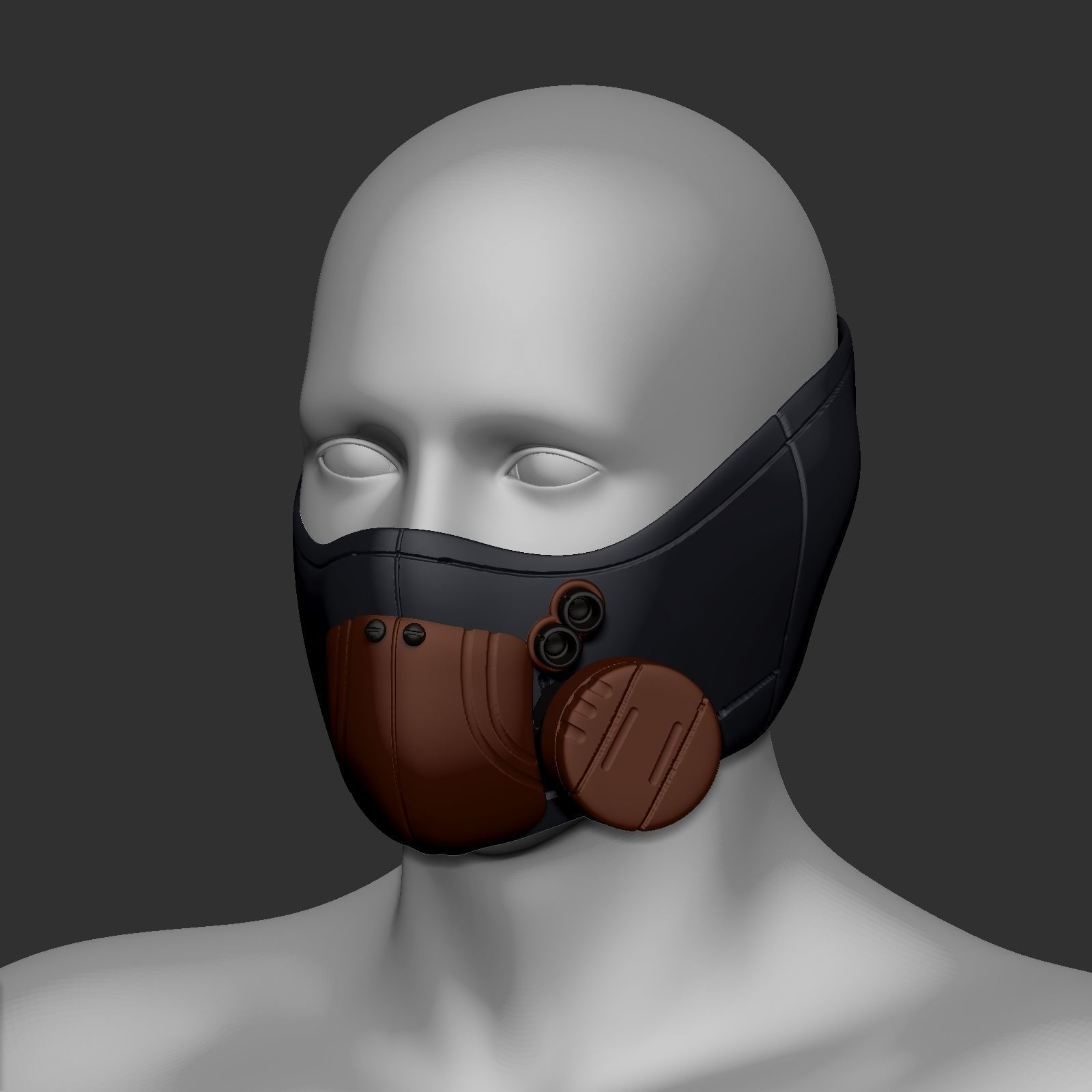 gas mask helmet high poly sculpt 3d printable 3D model_2