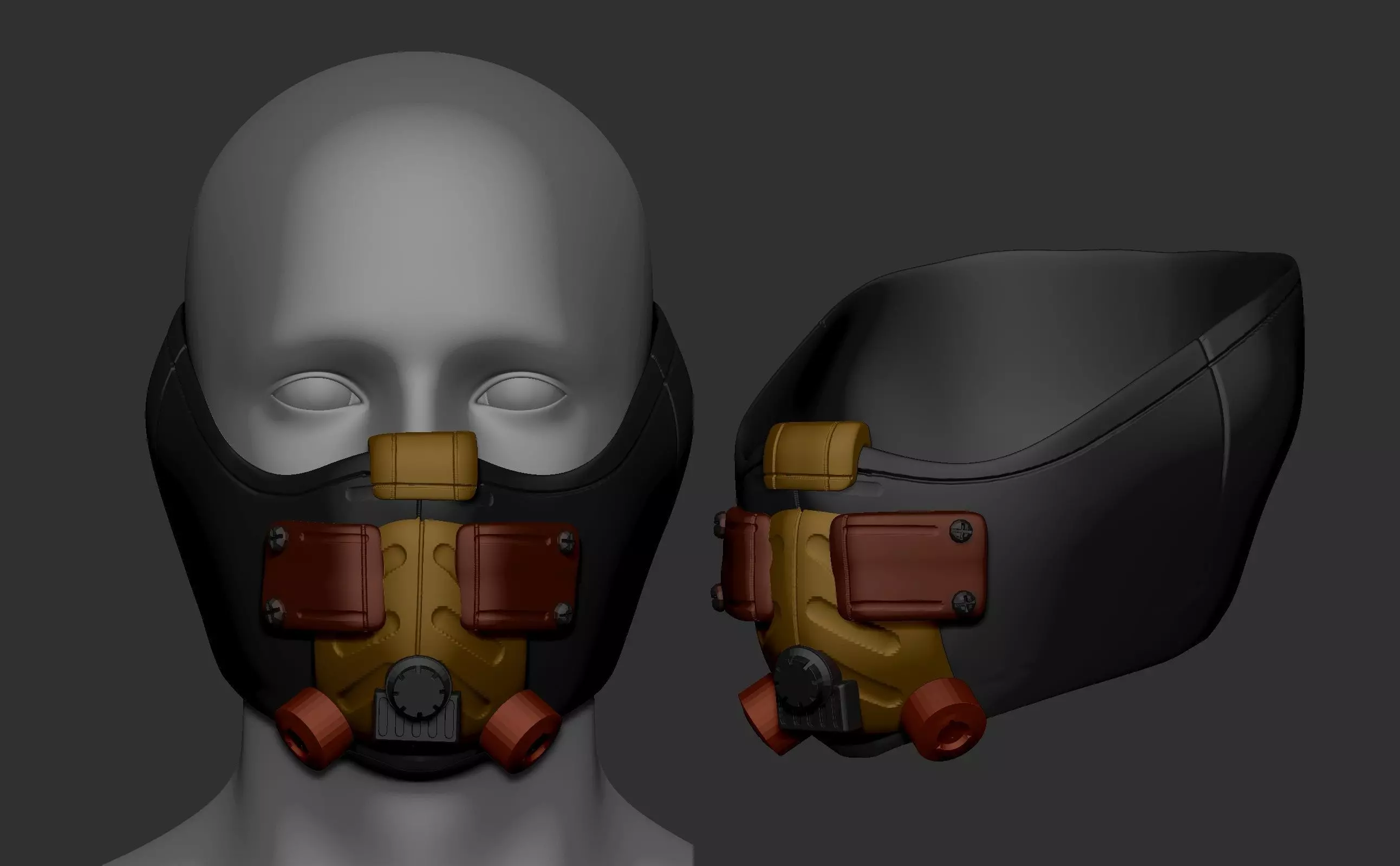 gas mask combat helmet high poly sculpt 3d printable  3D model_0