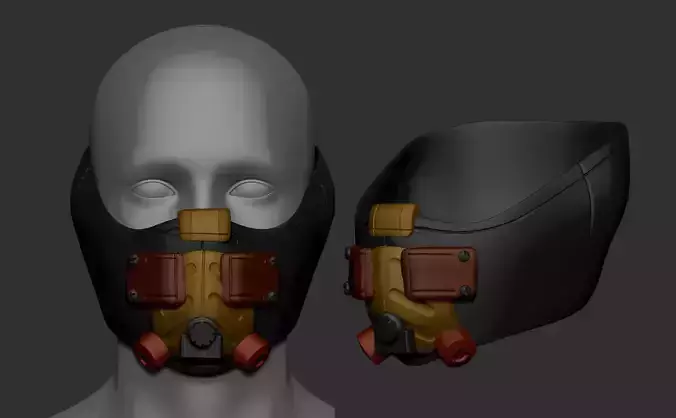 gas mask combat helmet high poly sculpt 3d printable 