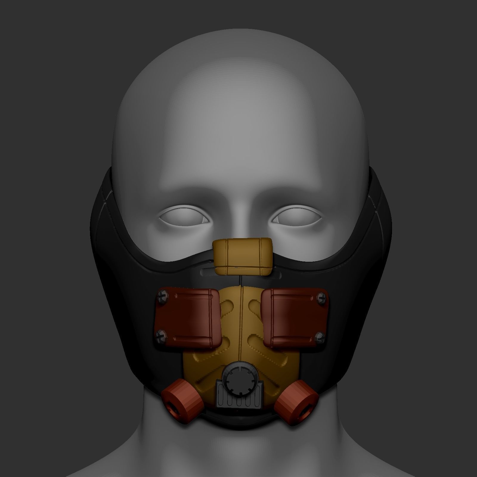 gas mask combat helmet high poly sculpt 3d printable  3D model_1