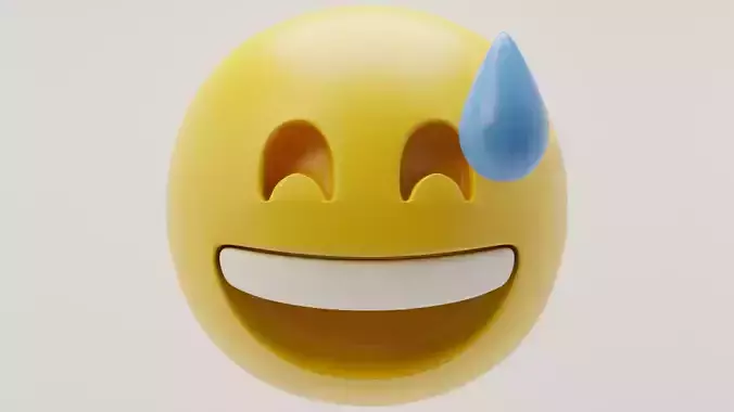 Laughing Sweating Emoji 3D model