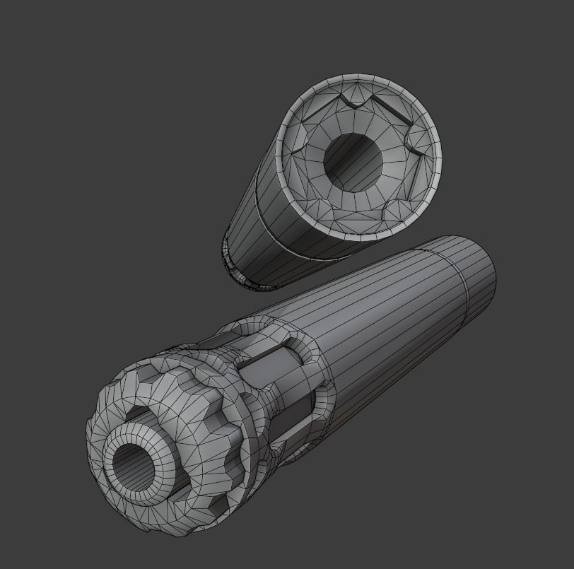 Silencer nikon dslr lens Low-poly 3D model_6
