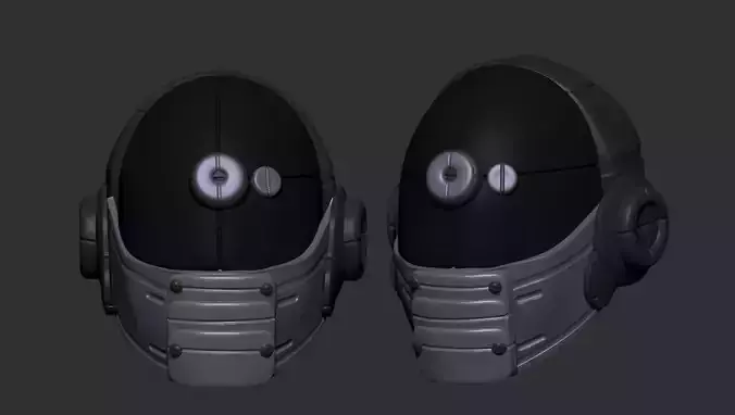 High quality scifi helmet high poly sculpt 3d printable