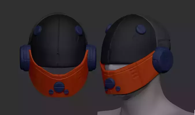 High quality scifi helmet high poly sculpt 3d printable