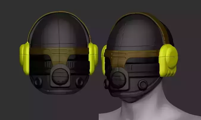 High quality scifi helmet high poly sculpt 3d printable 