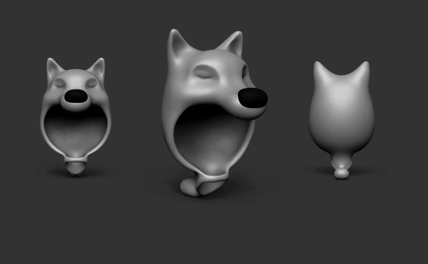 Cartoon Wolf Hide Head Cap - Character Outfit Low-poly 3D model_0