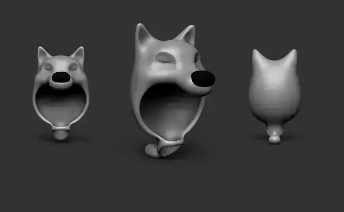 Cartoon Wolf Hide Head Cap - Character Outfit Low-poly 3D model