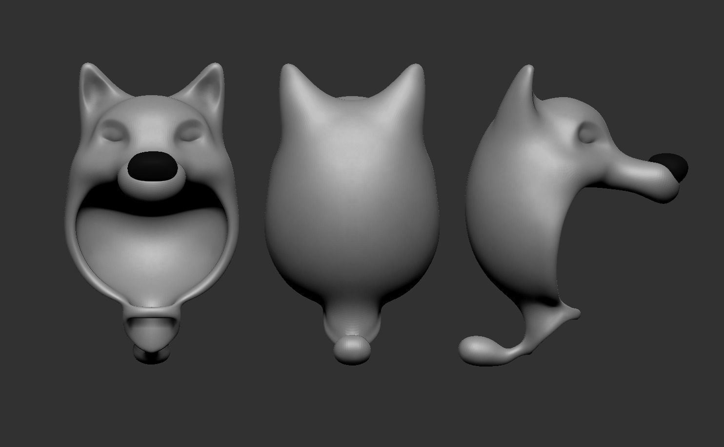 Cartoon Wolf Hide Head Cap - Character Outfit Low-poly 3D model_8