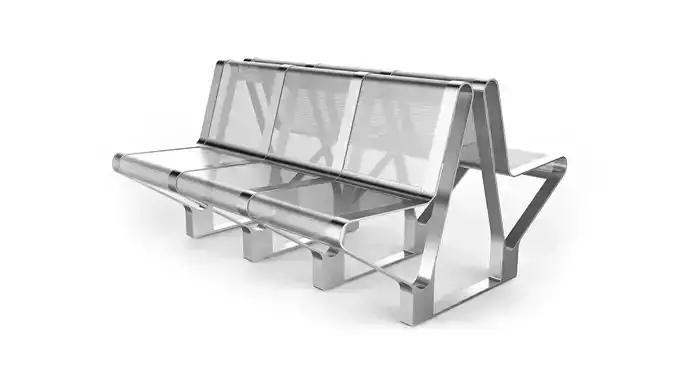 Waiting Room Seat V1 Double 3 Seats 3D model