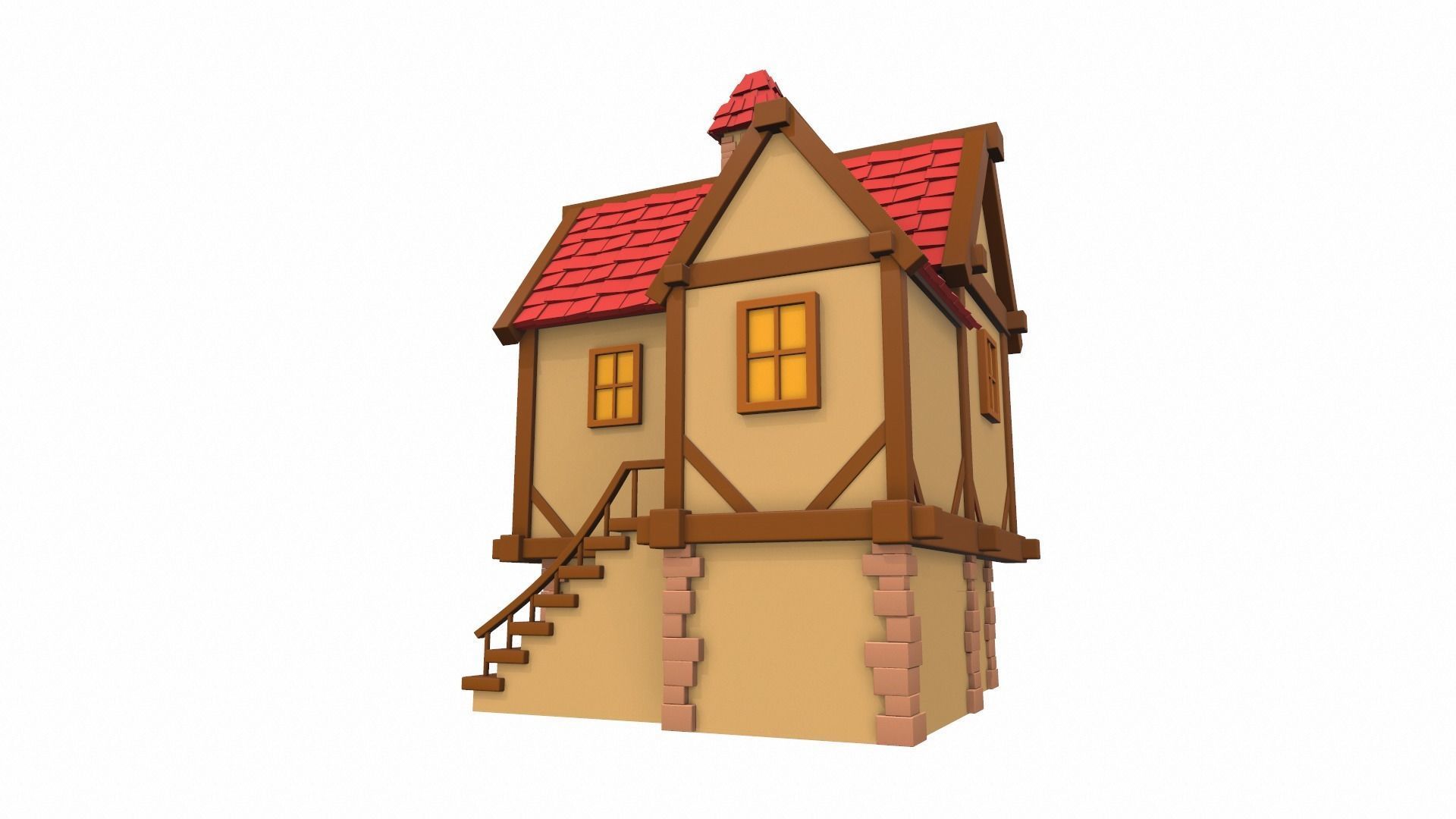 Cartoon house 08 3D model_4