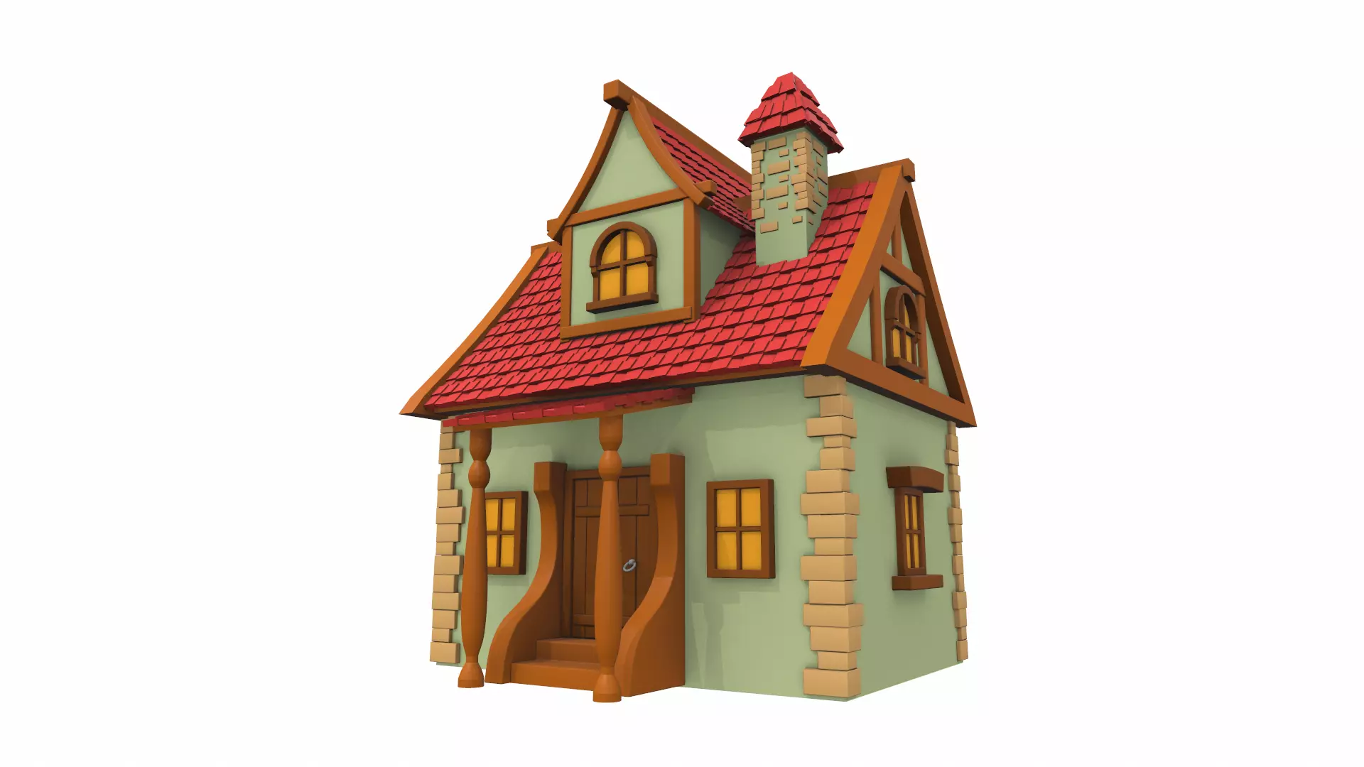 Cartoon house 01 3D model_0