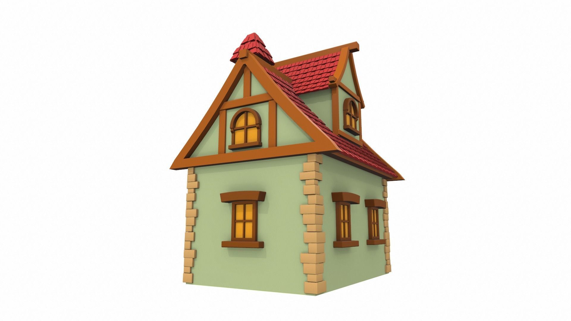 Cartoon house 01 3D model_4