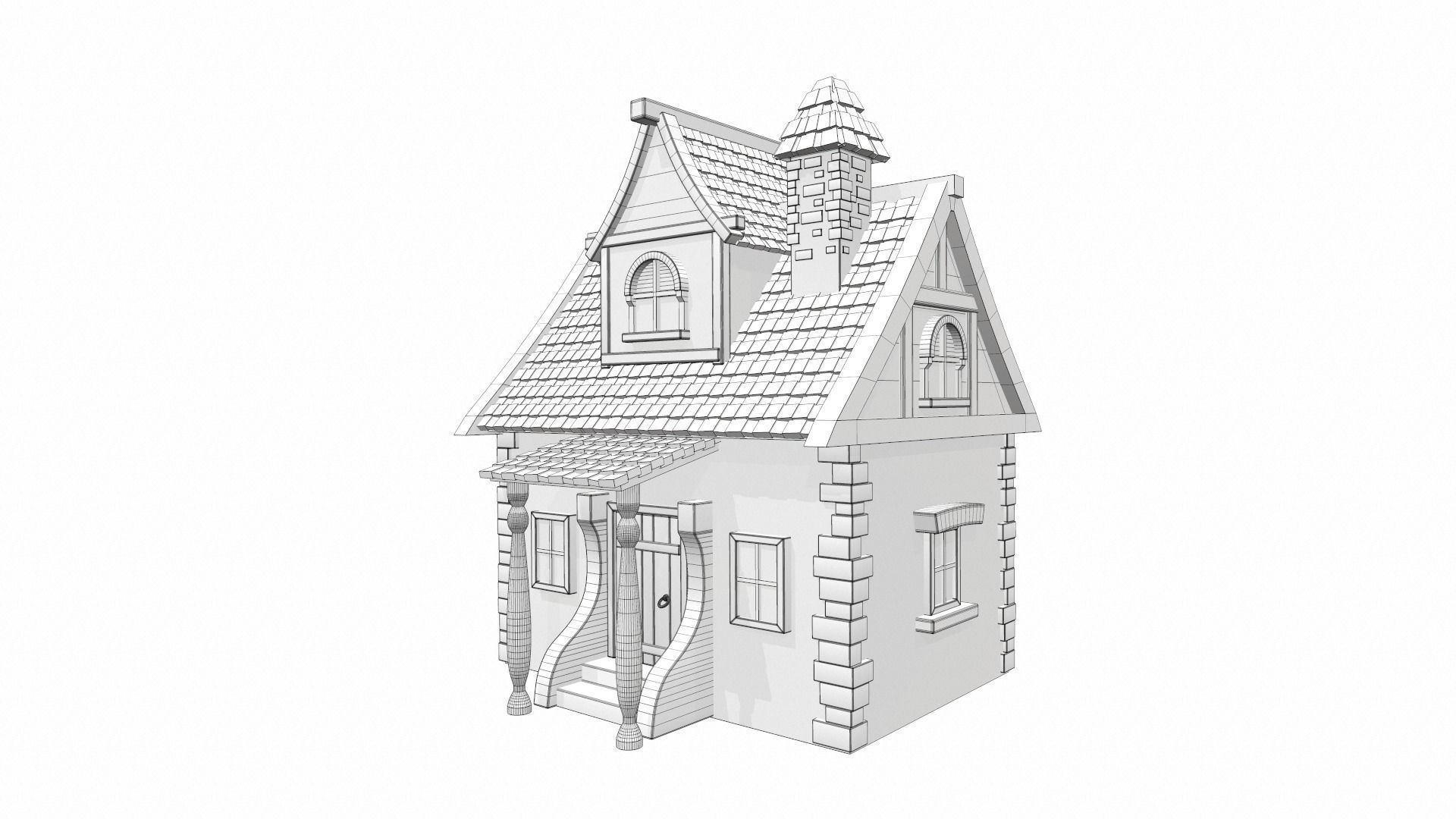 Cartoon house 01 3D model_14