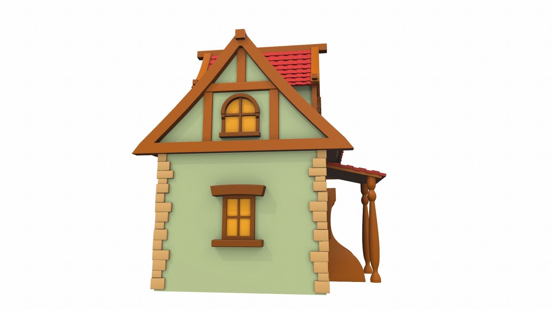 Cartoon house 01 3D model_2