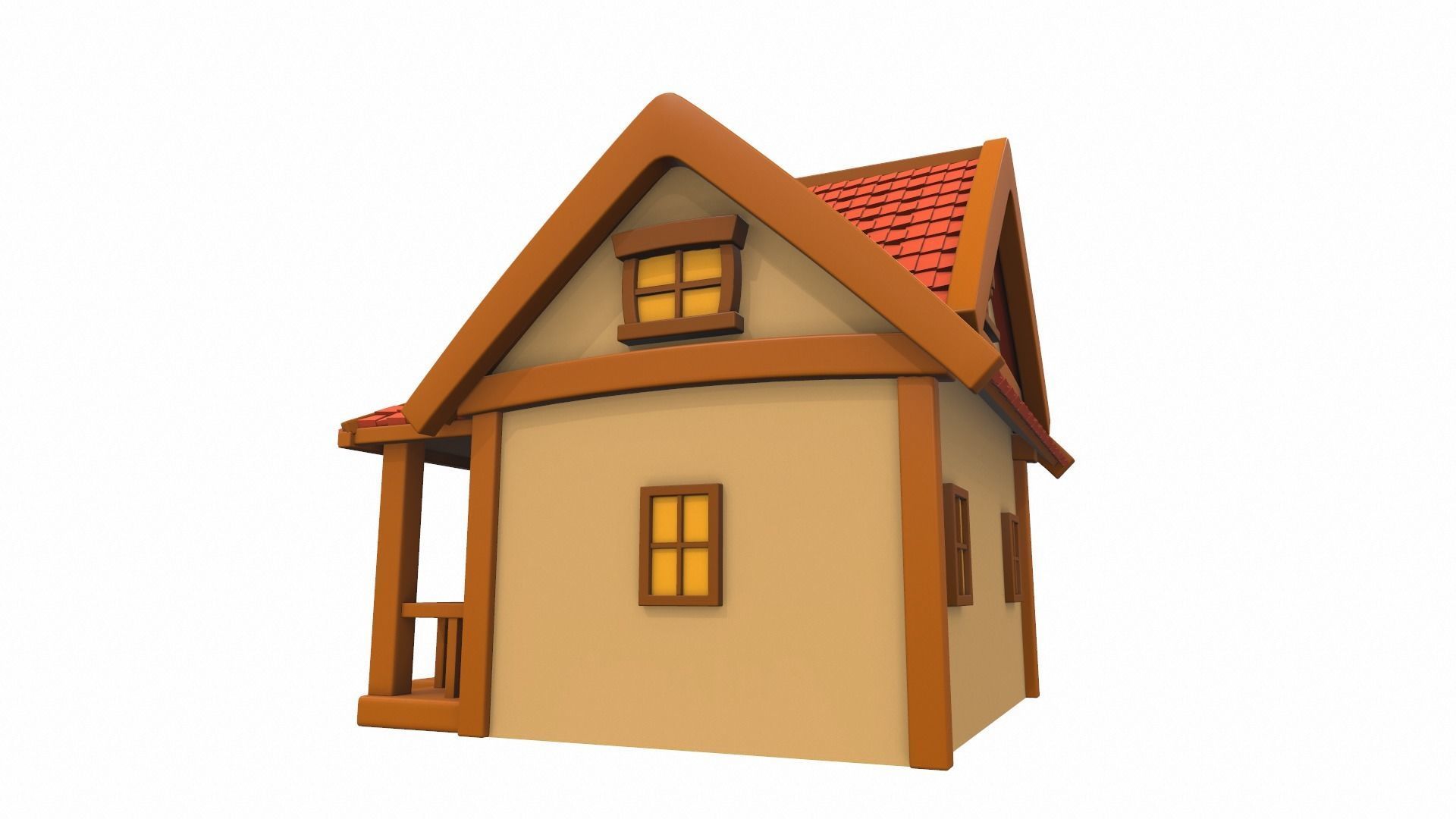 Cartoon house 02 3D model_4