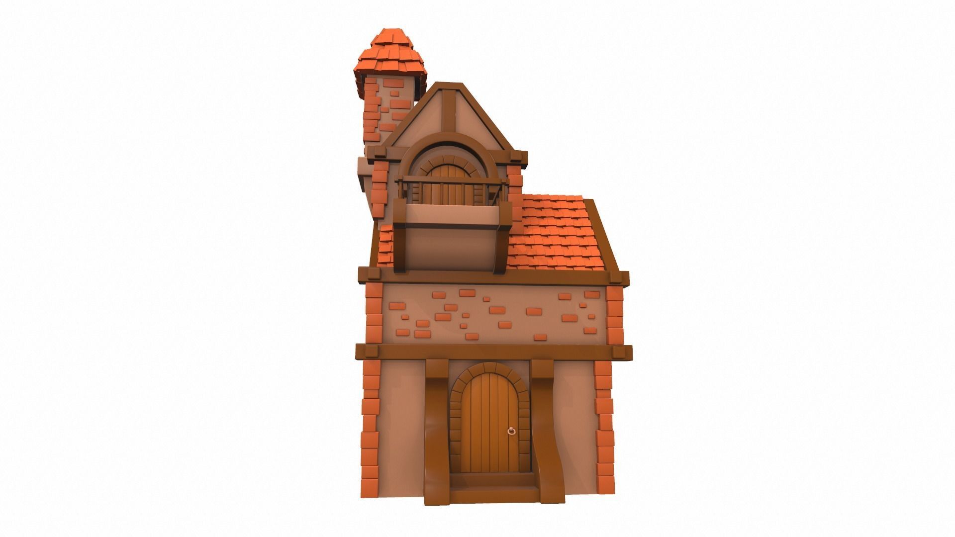 Cartoon house 10 3D model_1