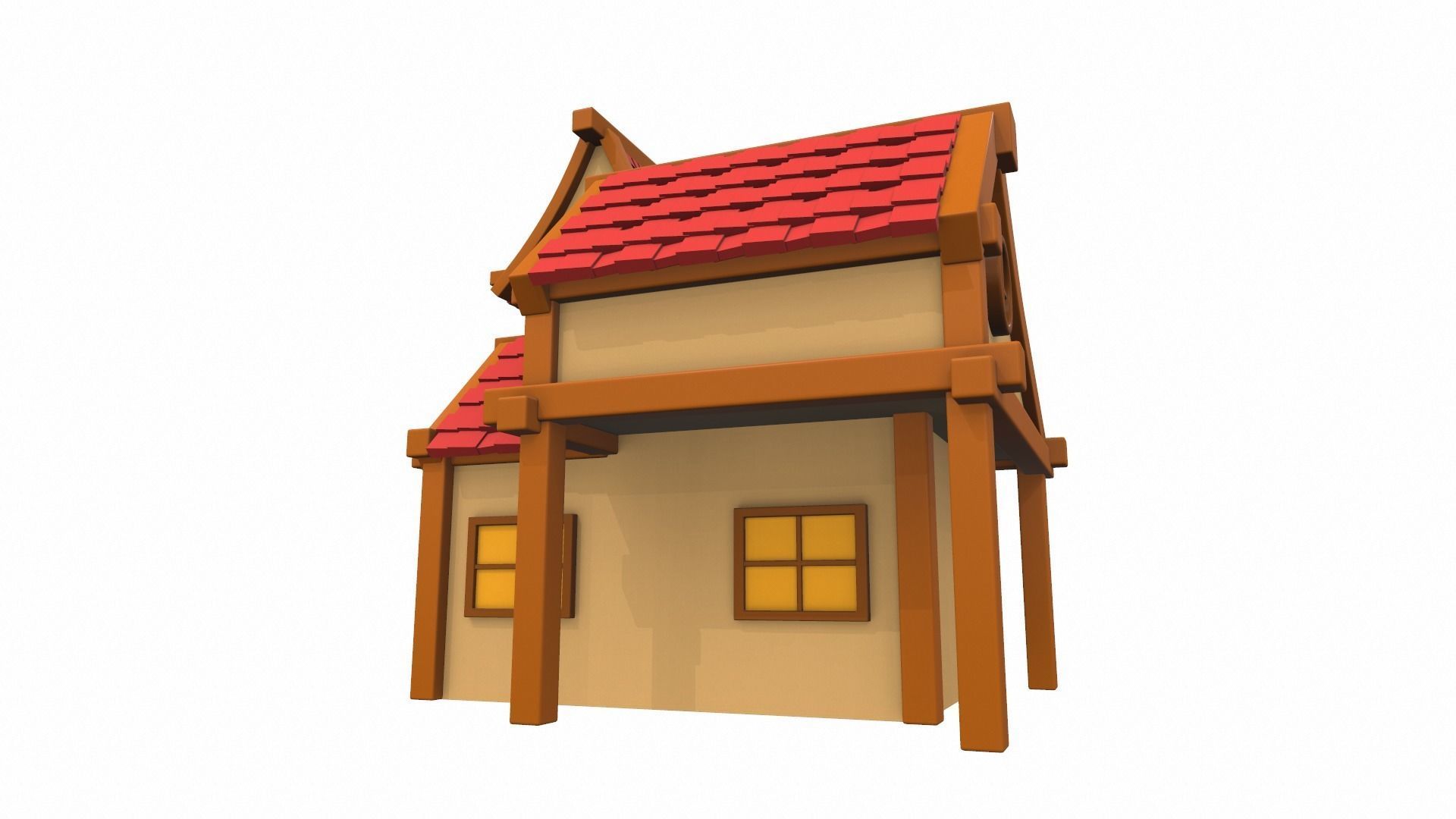 Cartoon house 13 3D model_3