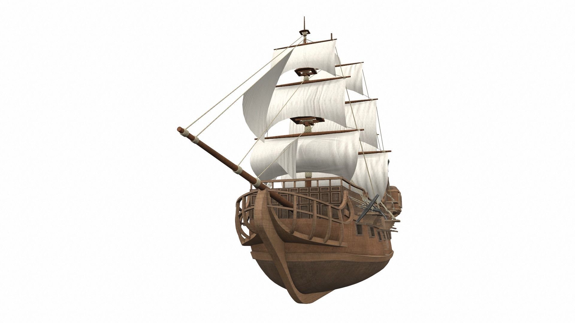 Pirate sailing ship black pearl 3D model_3