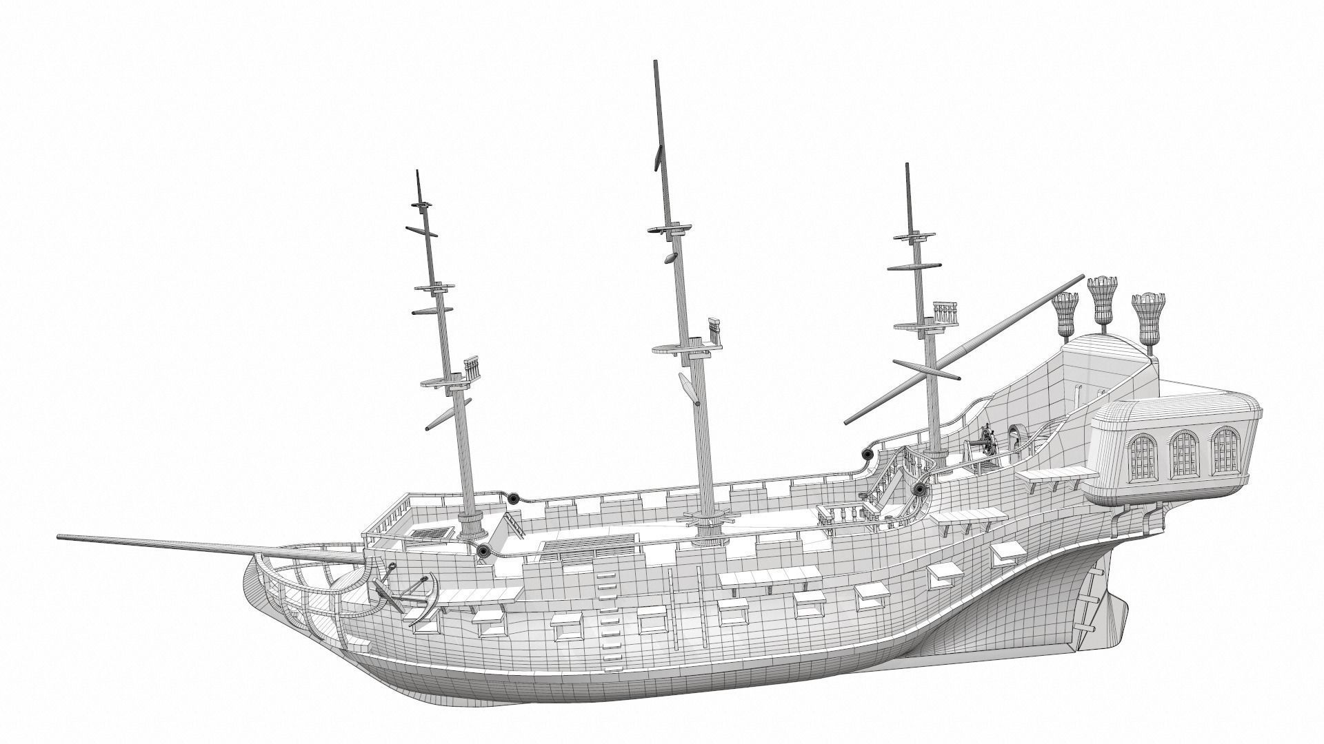 Pirate sailing ship black pearl 3D model_27