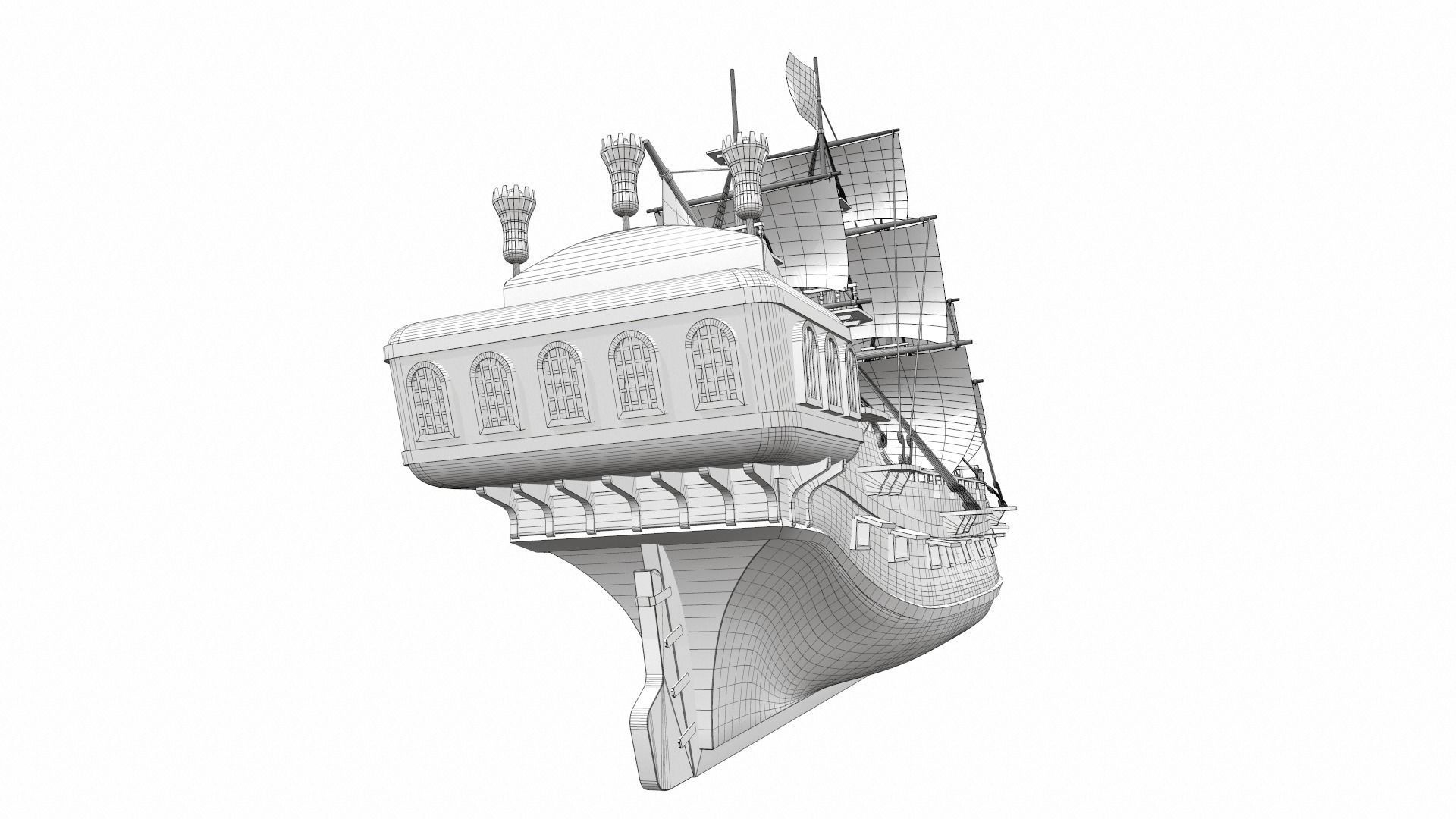 Pirate sailing ship black pearl 3D model_22