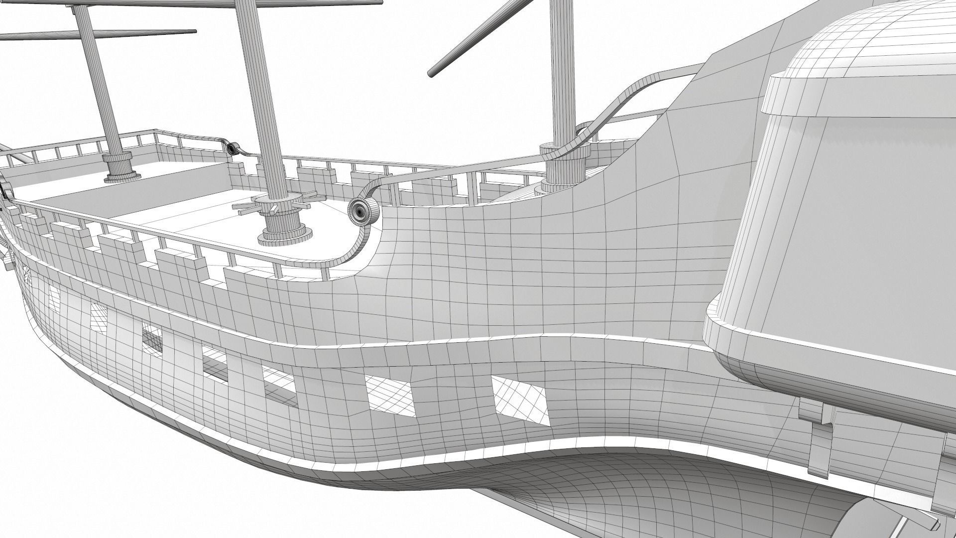 Pirate sailing ship black pearl 3D model_30