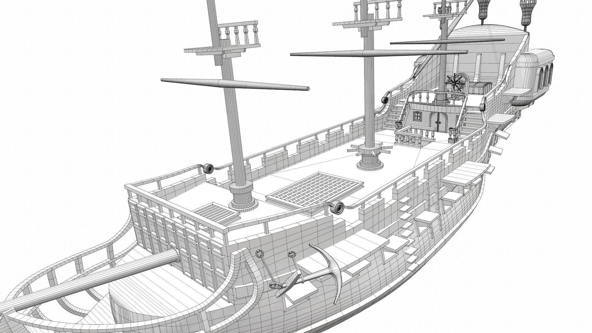 Pirate sailing ship black pearl 3D model_29