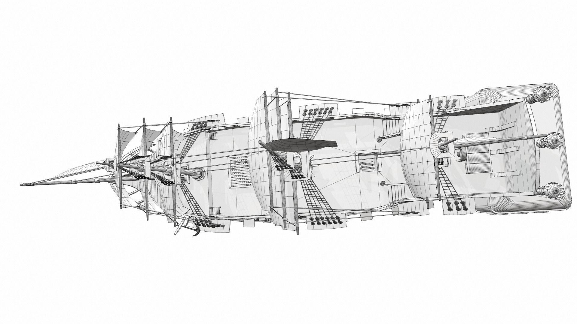 Pirate sailing ship black pearl 3D model_24