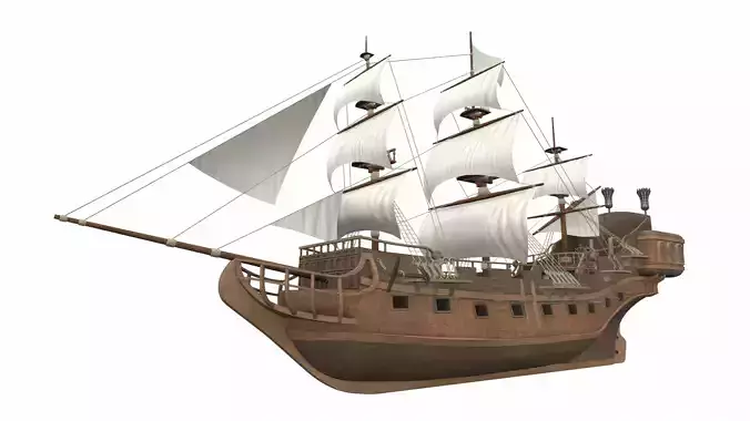 Pirate sailing ship black pearl 3D model