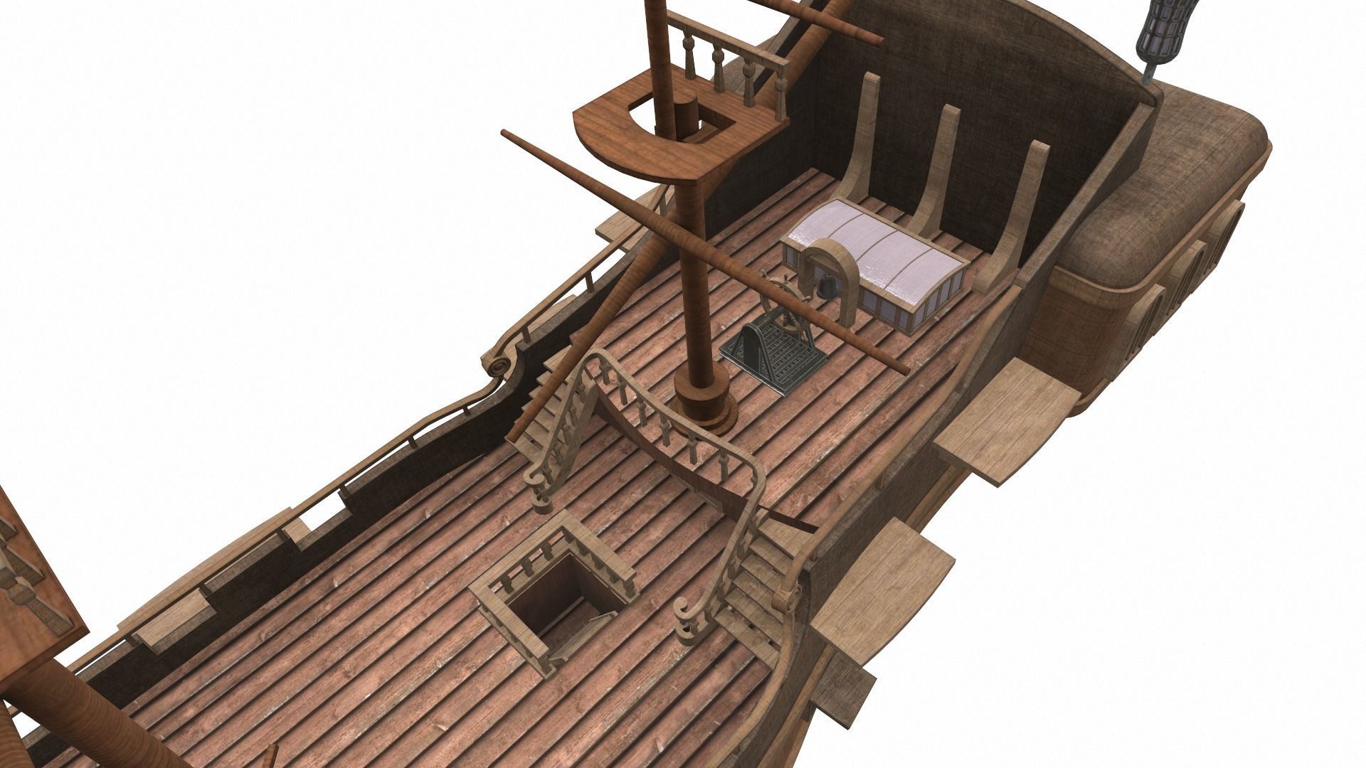 Pirate sailing ship black pearl 3D model_16