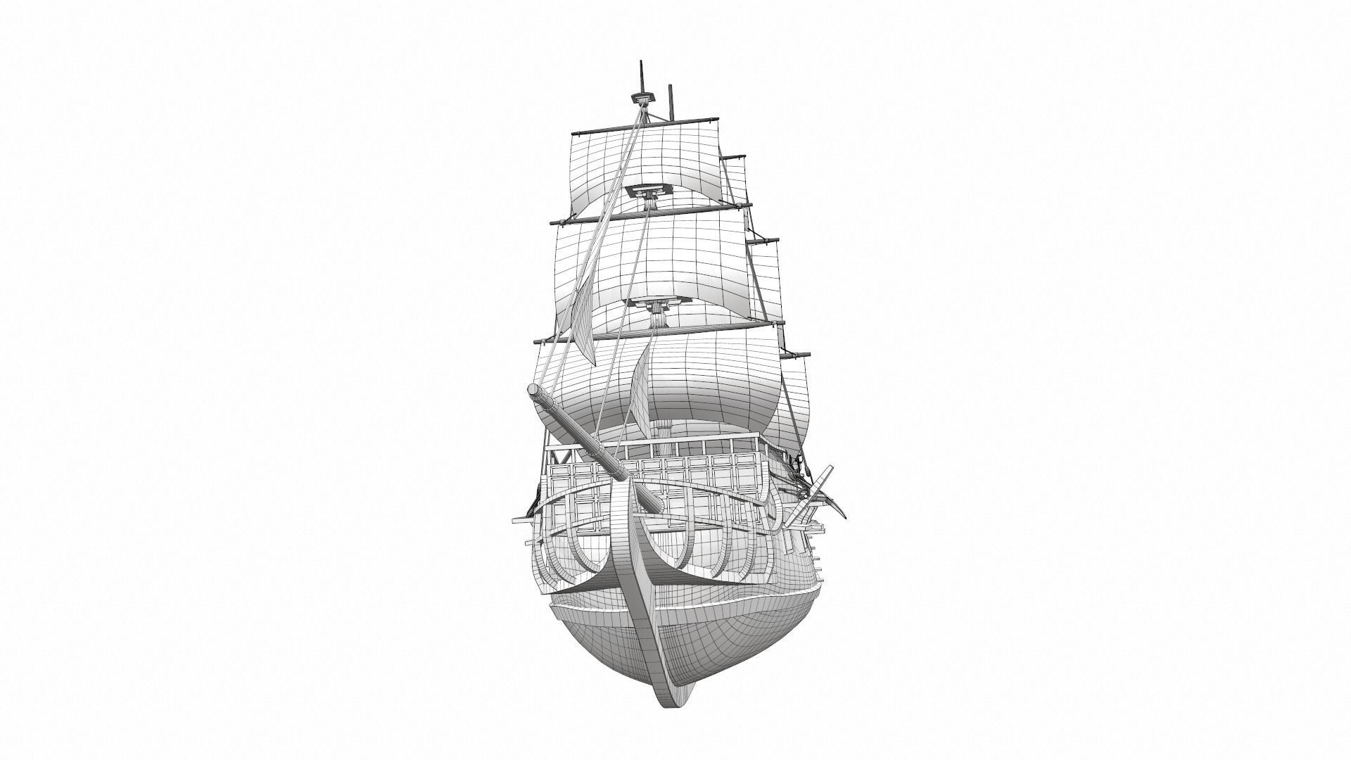 Pirate sailing ship black pearl 3D model_21