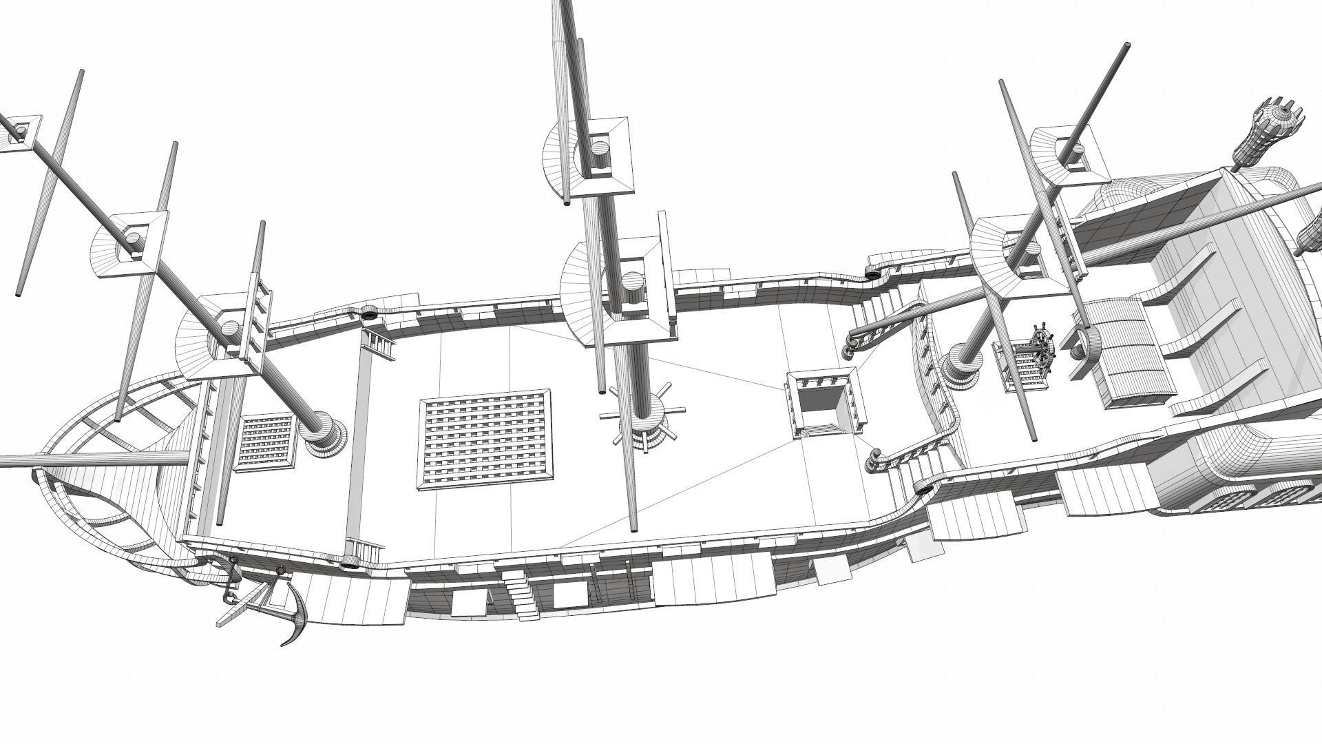 Pirate sailing ship black pearl 3D model_28