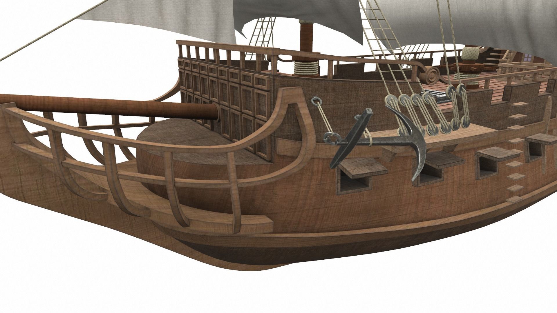 Pirate sailing ship black pearl 3D model_6