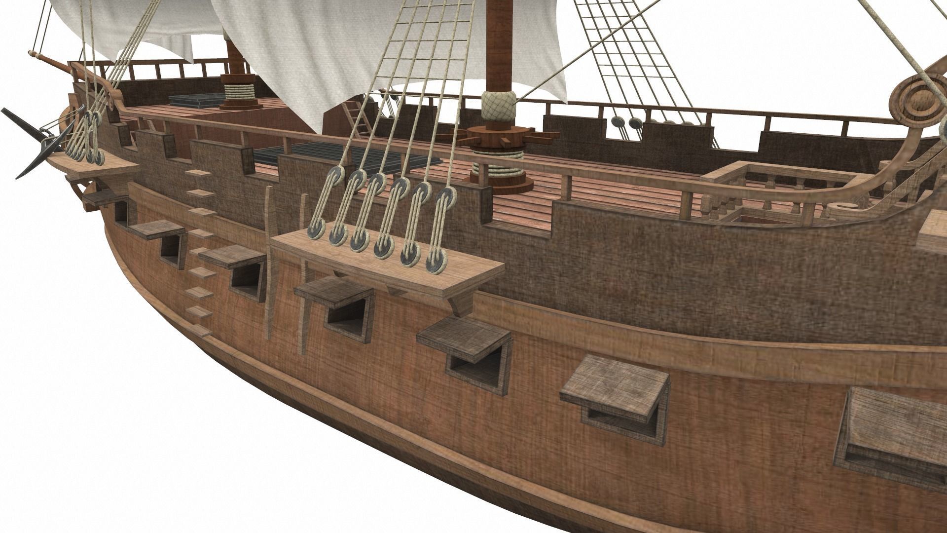 Pirate sailing ship black pearl 3D model_7