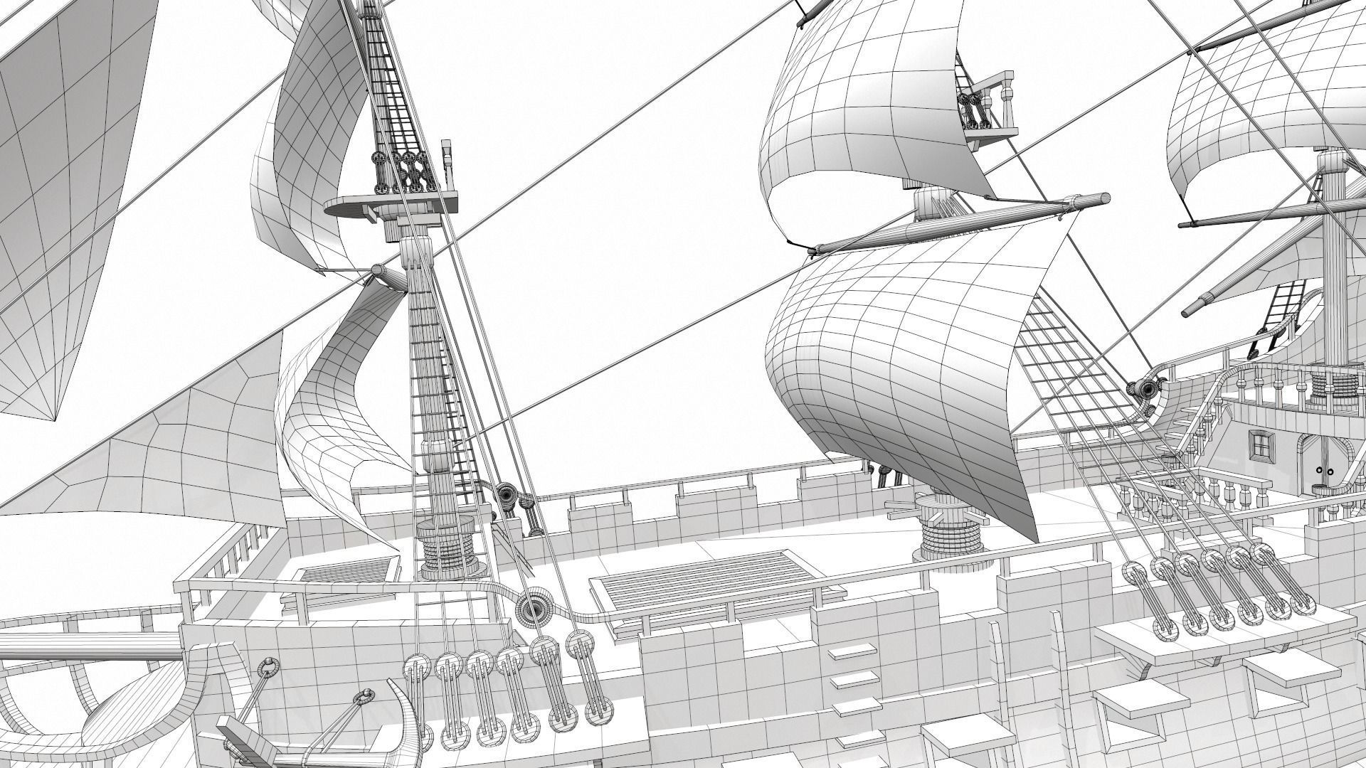 Pirate sailing ship black pearl 3D model_25