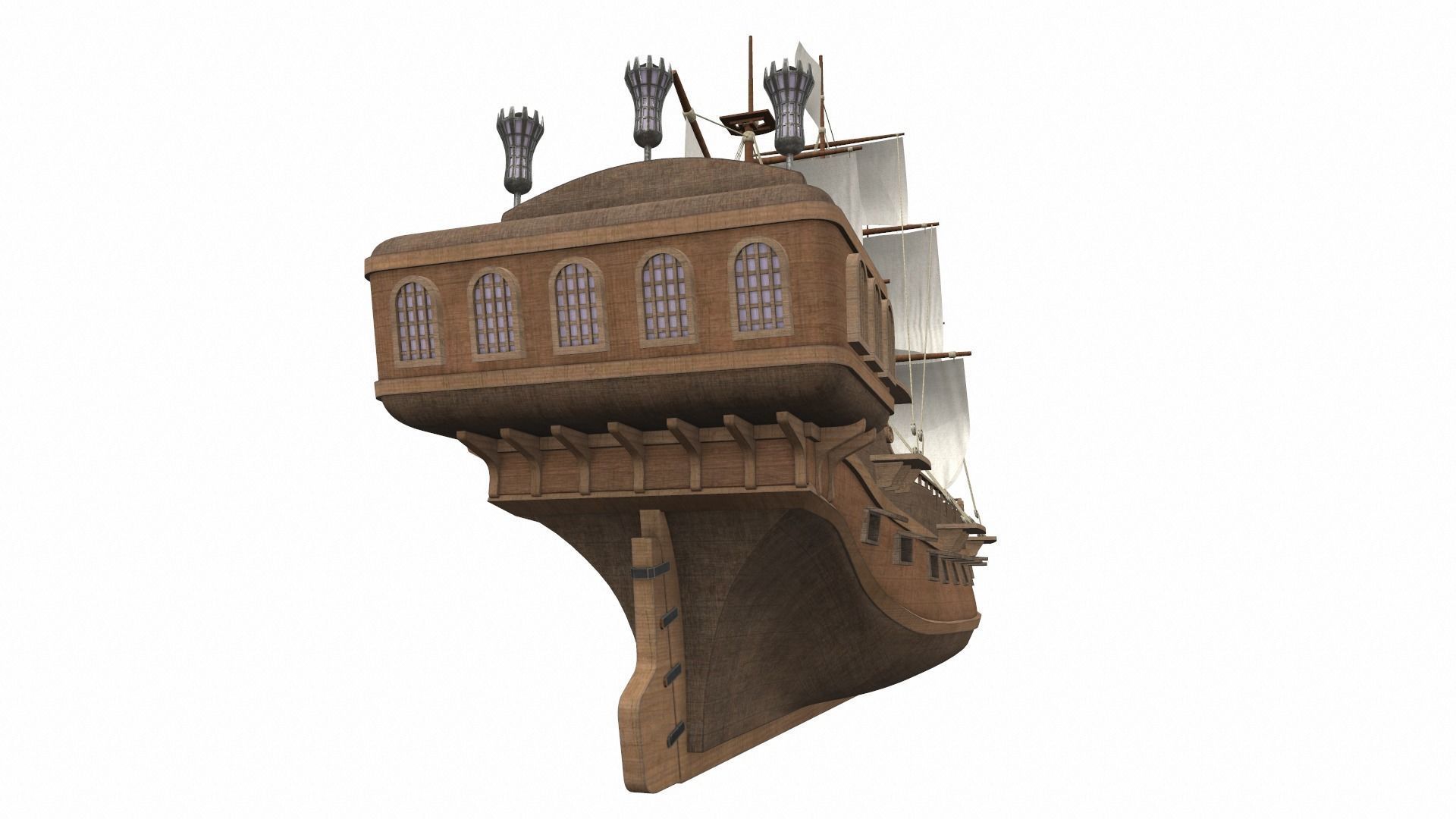 Pirate sailing ship black pearl 3D model_2